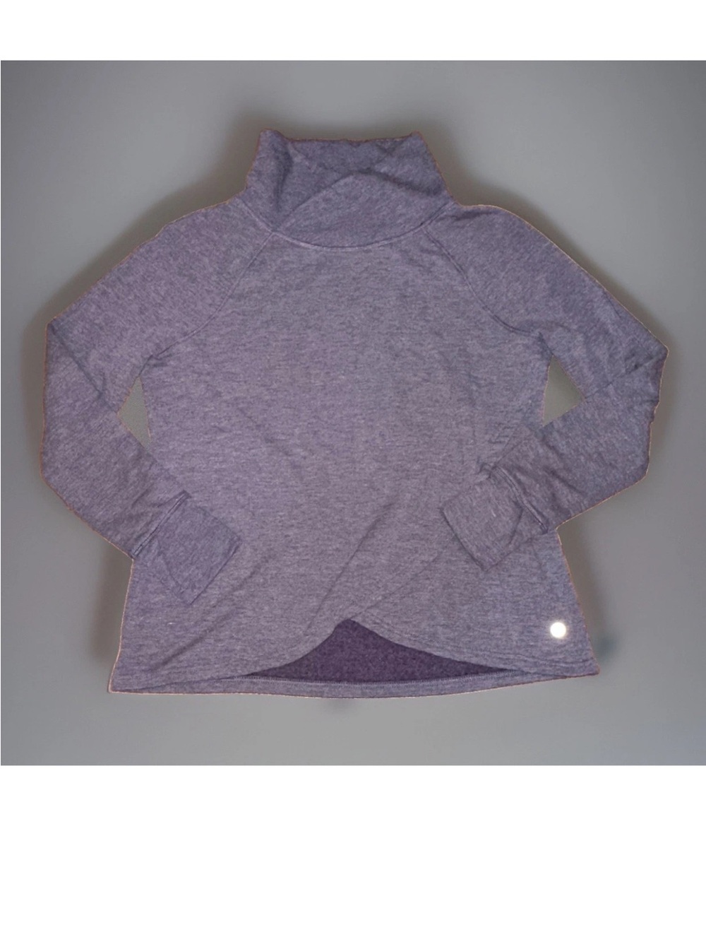Apana Womens M Heather Purple Crossover Neck Long Sleeve Active Top Soft Fleece